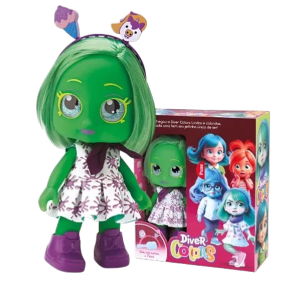 Boneca Diver Colors Nojinho com Cabelo e Acessórios Brinquedo Infantil Presente Menina