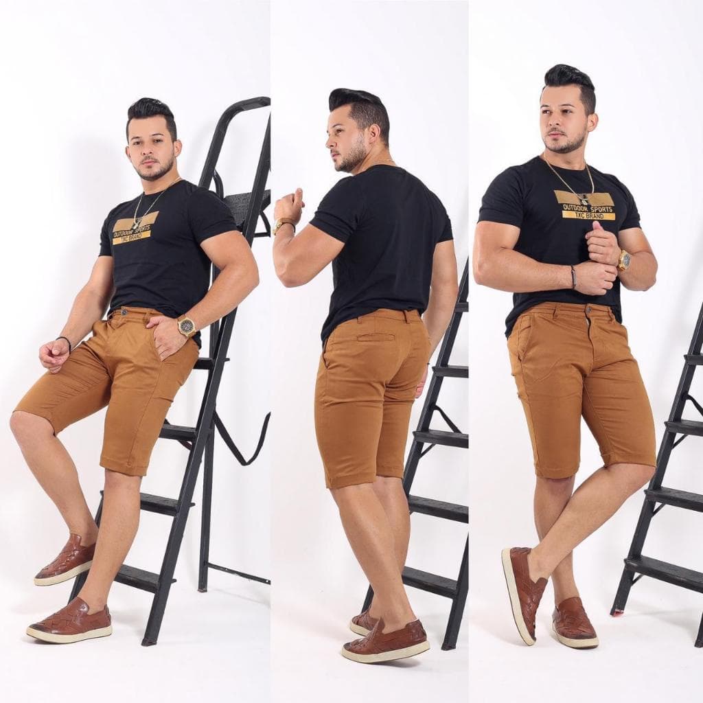 Bermuda social masculina Elastano Esporte Fino