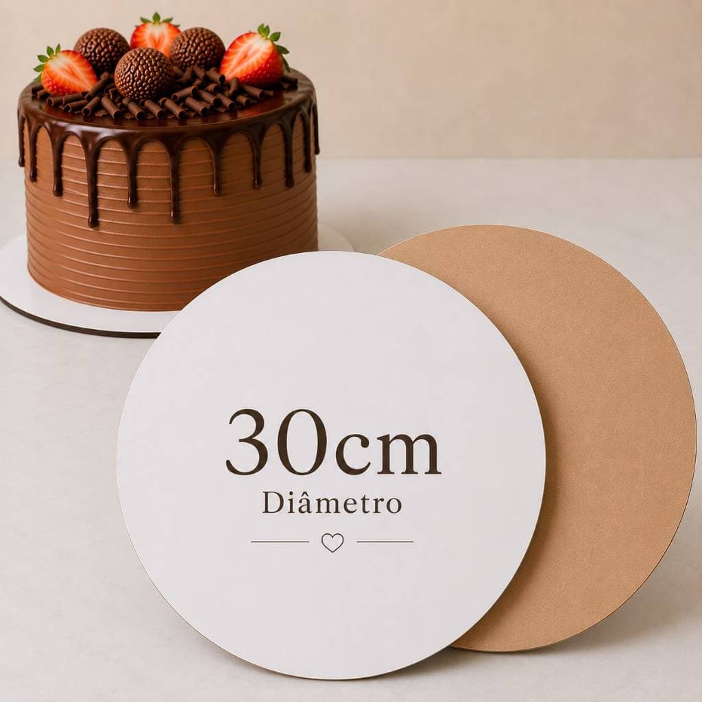 Cake Board 30cm KIT com 10 / 20 /30 unidades Branco Mdf 3mm Tabuleiros Confeitaria  base para bolo cakeboard