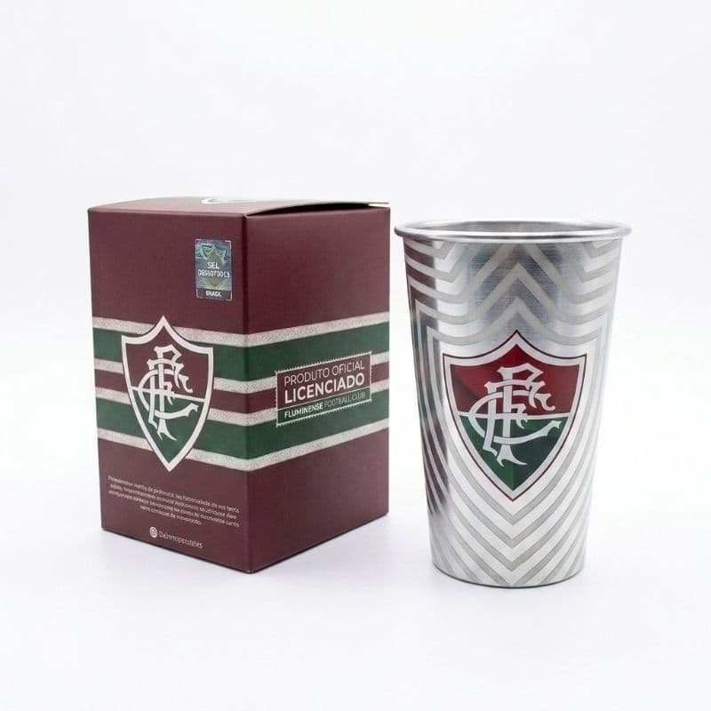 Copo inox Fluminense 450ml long drink com reação térmica