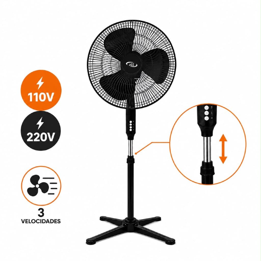 Ventilador de Coluna Light 3 Pas Turbo Silencioso 40cm com Ajuste de Altura