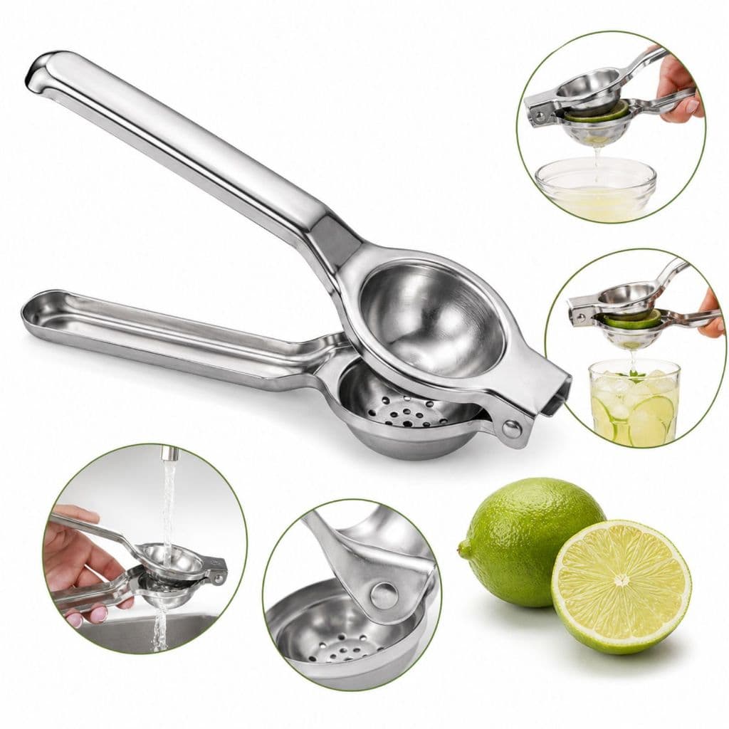 Espremedor De Limão Manual Aço Inox Preto Resistente 20cm Reforçado Grande Profissional