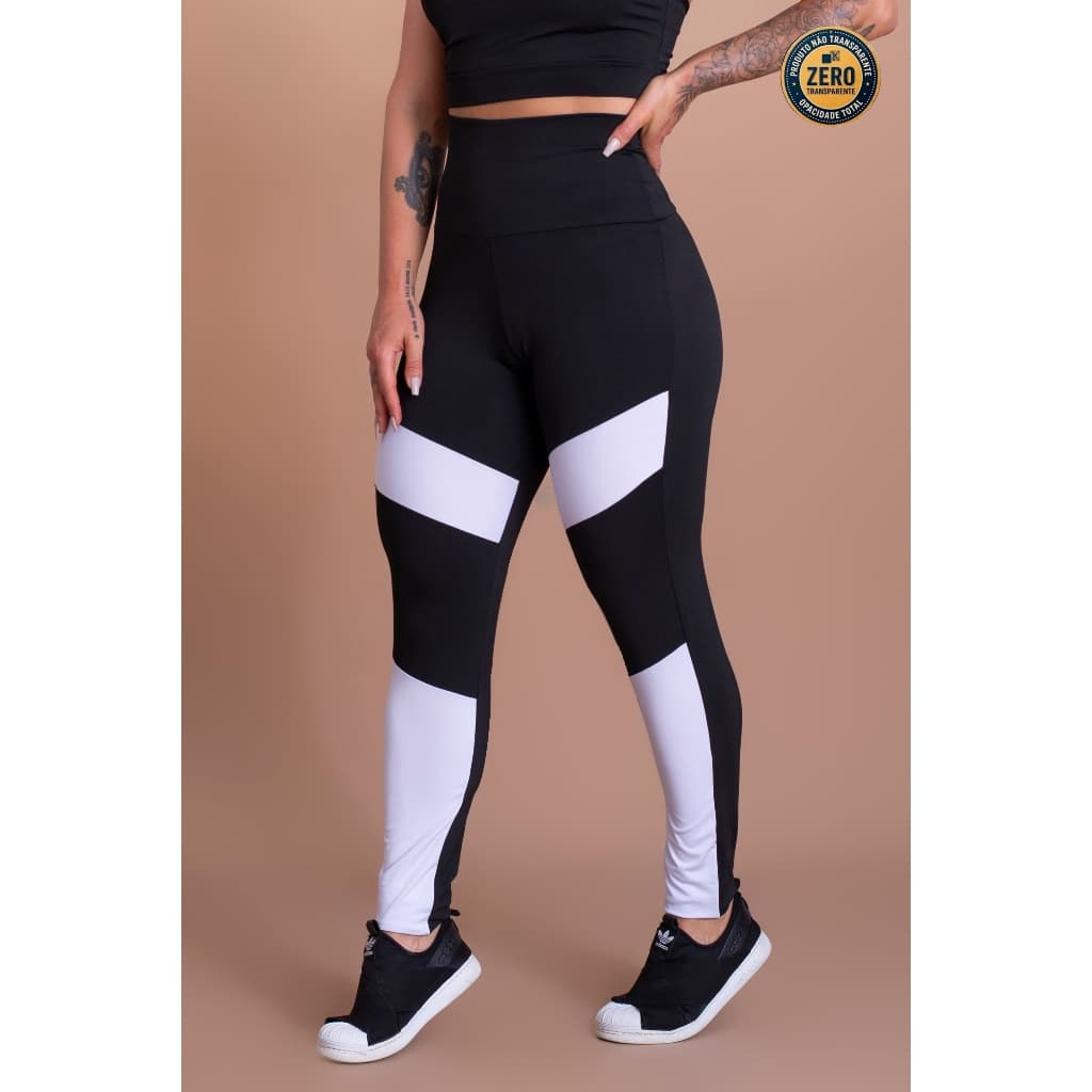 Calça Legging Feminina Fitness Cintura Alta Recorte Perna Academia Treino ZERO TRANSPARÊNCIA