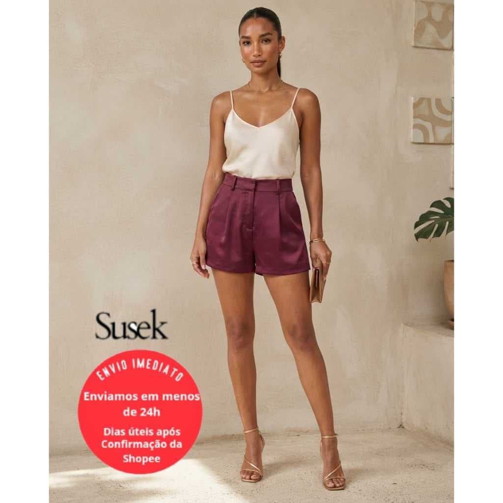 Short Cetim com Passante Duplo PD182