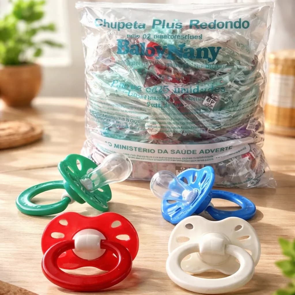 Chupeta Plus Bico Redondo Para Menino Pacote Com 25 Unidades Baby Nany 4 Cores