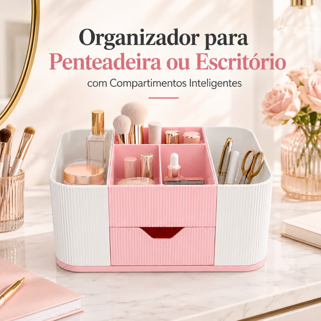 Organizador para Penteadeira ou Escritório com Compartimentos Inteligentes