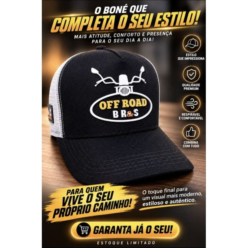 Boné Trucker Country de Redinha Premium Aba Curva Rústico Raiz OFF Road Estrada Moto