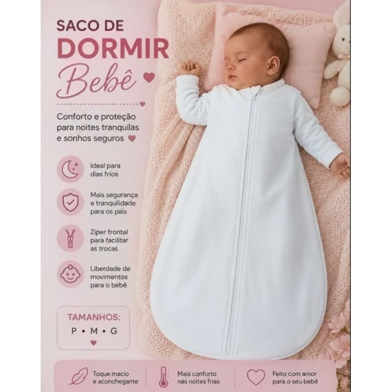 “Saco de Dormir Bebê Soft ou Fleece Quentinho Inverno – Toque Macio Tipo Cobertor
