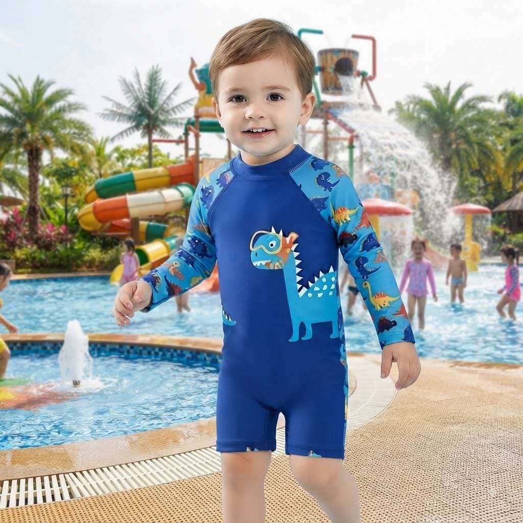 Maiô Infantil Masculino Proteção UV50+ Com Manga Longa Moda Praia Menino