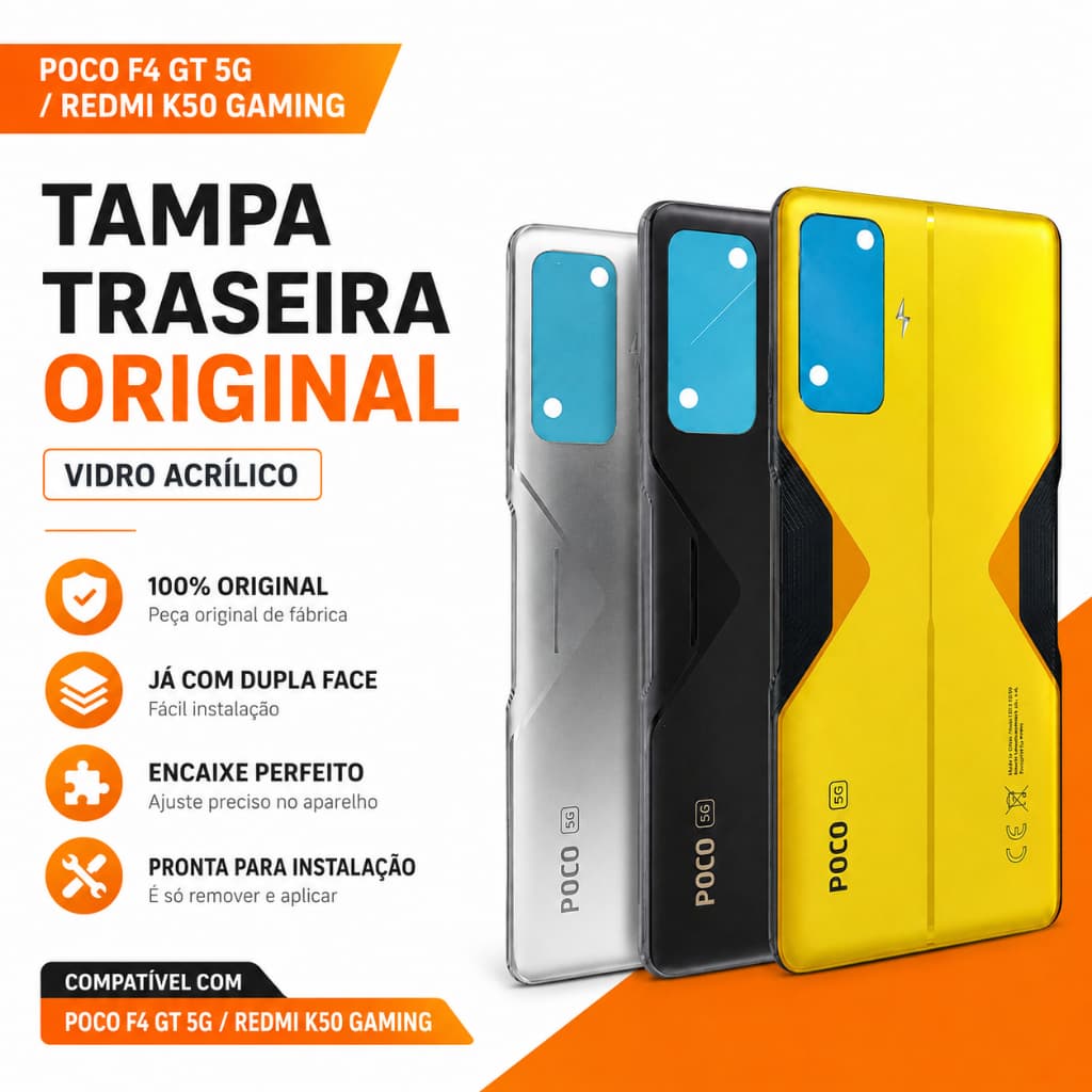 Capa de Trás POCO F4 GT 5G/Redmi K50 Game/Gaming Tampa Vidro Acrílico Original Carcaça Traseira