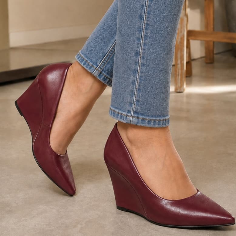 Scarpin Feminino Anabela 9cm Casual Elegante Versátil