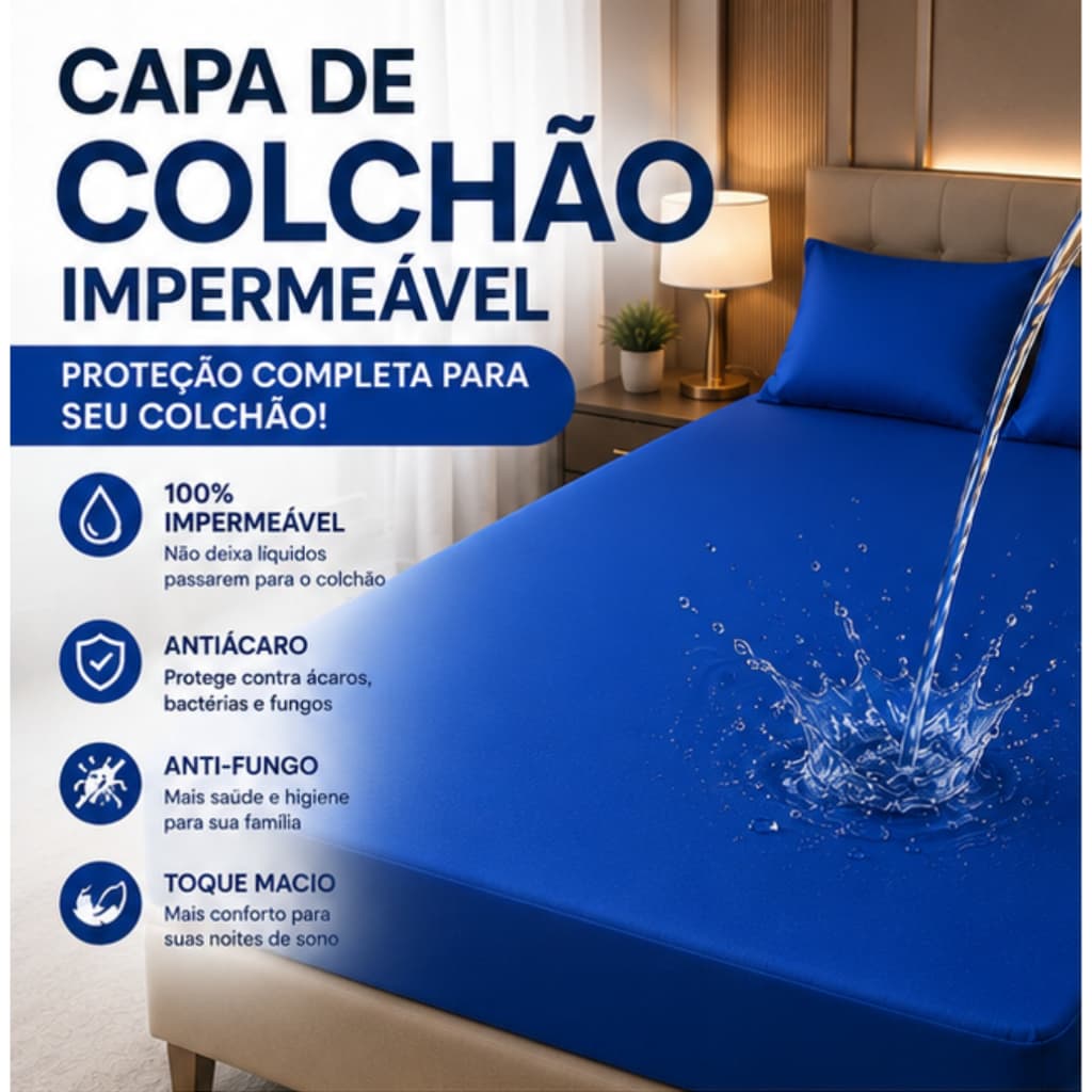 Capa de Colchão Impermeável Solteiro Protetor de Colchão em Napa com Elástico Não Vaza Antialérgica