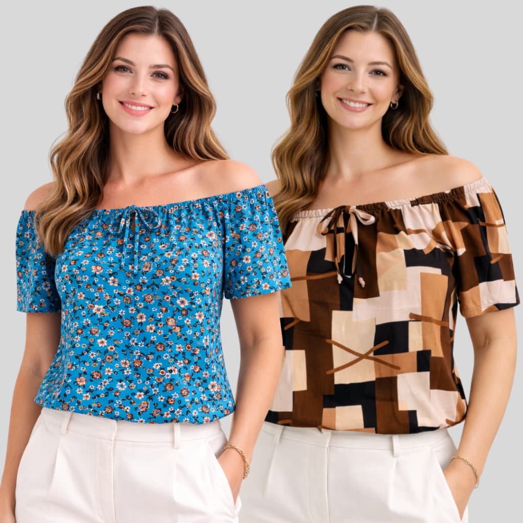 Blusa Feminina Ciganinha Manga Curta Soltinha Ombro a Ombro