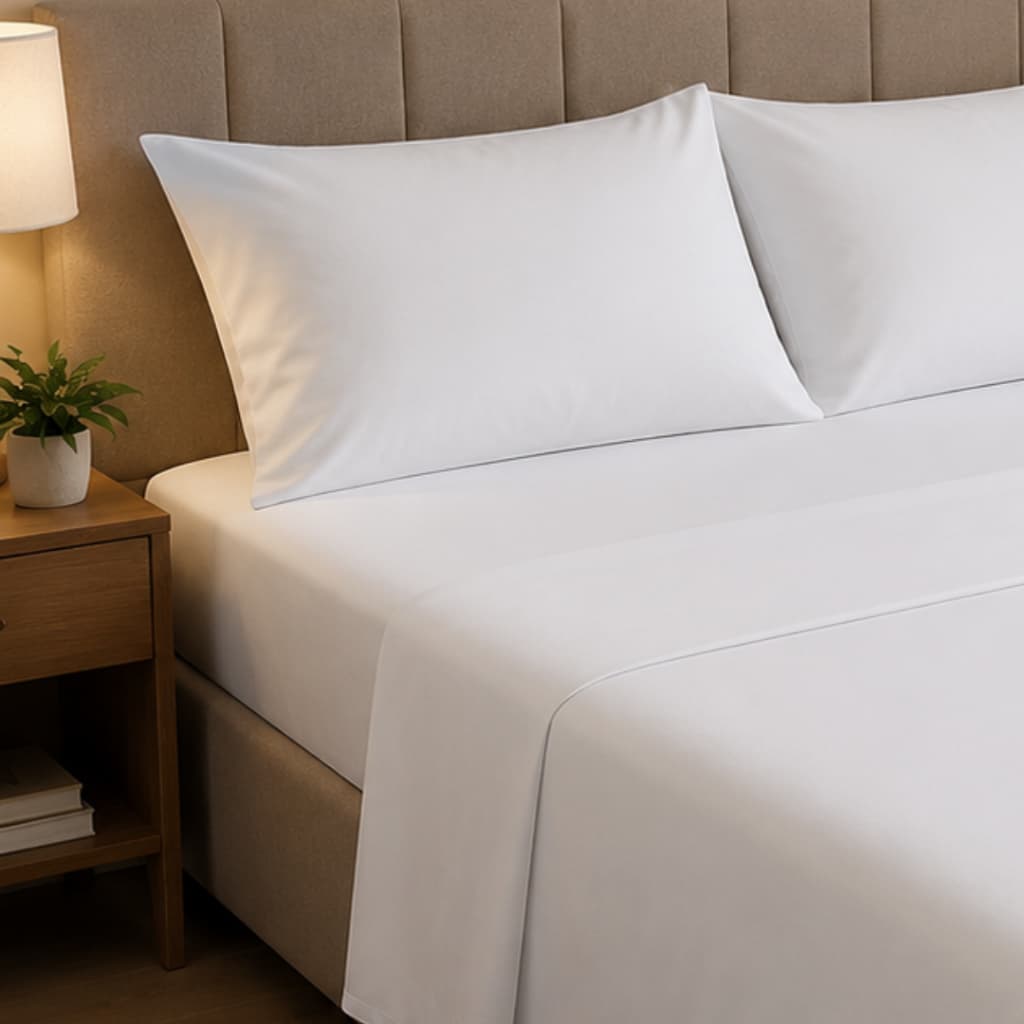 Jogo Cama Casal Acompanha 2 fronhas 400 Fios Com Bico 100% Algodão Conforto para Sua Cama