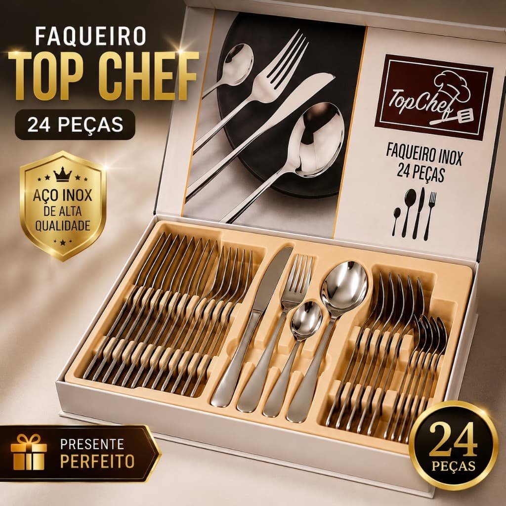 Conjunto Talheres 24 Peças Aço Inoxidável Jogo Louça Mesa Completo
