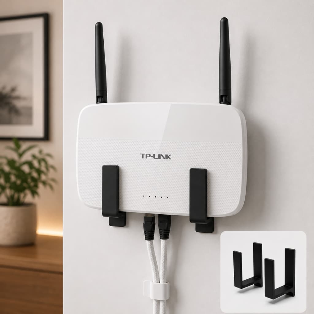 Suporte de Parede Universal para Roteador Wi-Fi e Modem Par Ajustável Organização de Cabos Internet