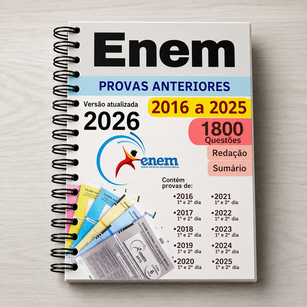 Apostila ENEM 2026 – 10 Anos de Provas Anteriores + Redação e Gabaritos Oficiais