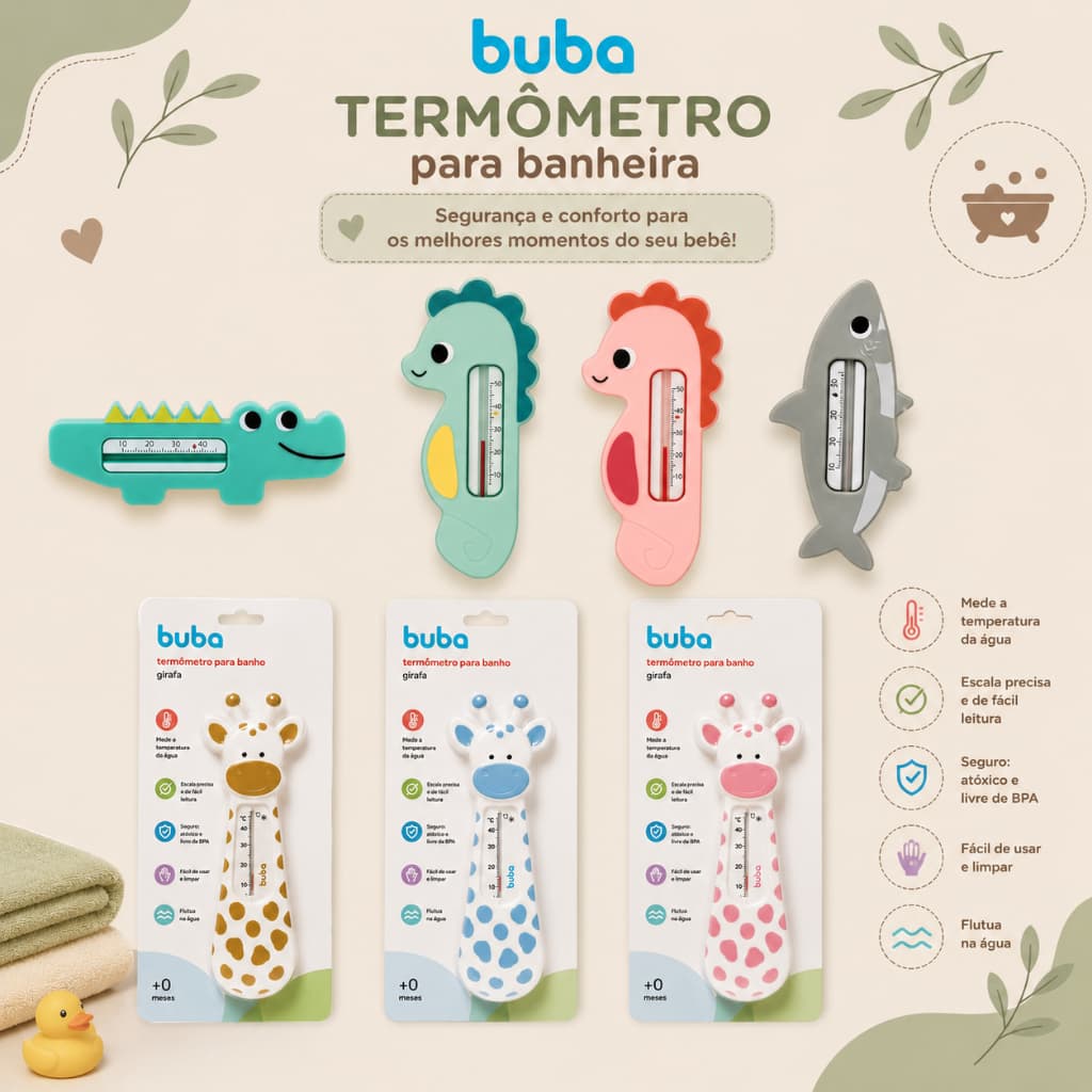 Termômetro de Banho para Banheira - Buba, Medição Água, Temperatura, Banheira, Bebês