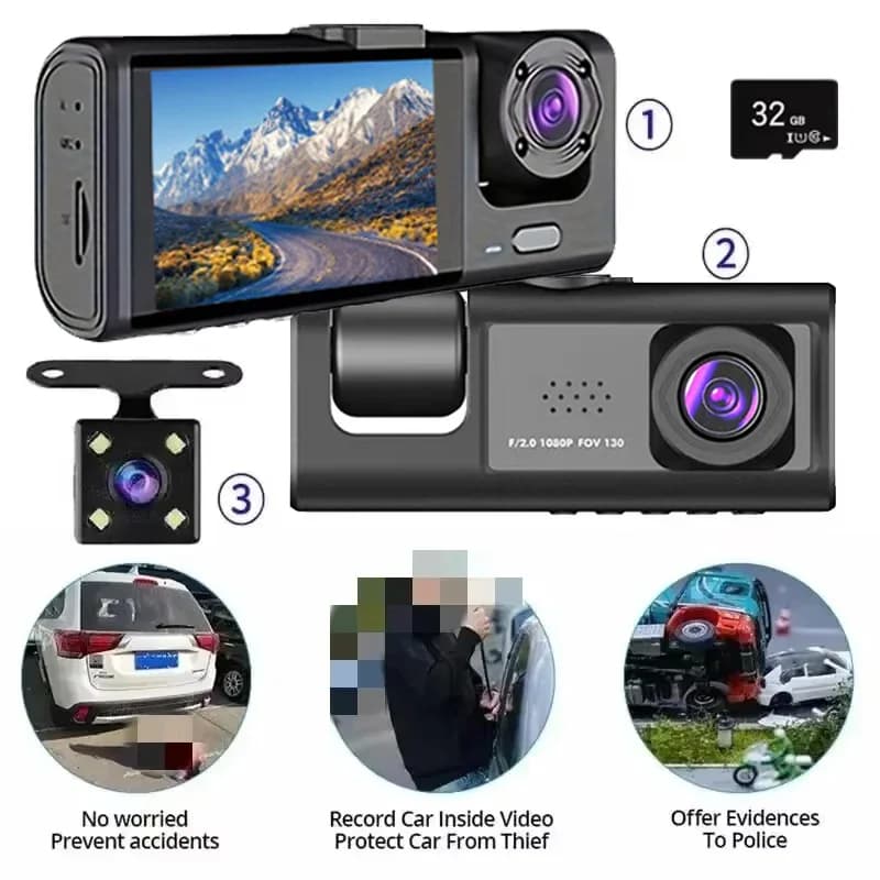 Câmera para Carro | Filmagem Veicular com 2 Câmeras 1080P Com Visão Noturna