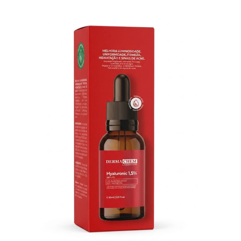 Sérum Facial Dermachem 30ml - Hidratação e Luminosidade com Ácido Hialurônico 1,5% e Cica-Silane