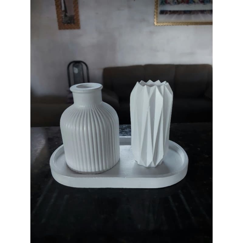 Kit Vasos de Decoração Modelo Milão Premium Sala Escritório Aparador Deluxo