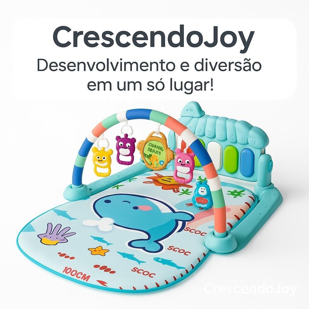 Tapete Bebê Atividades Musical Piano Interativo Seguro Azul