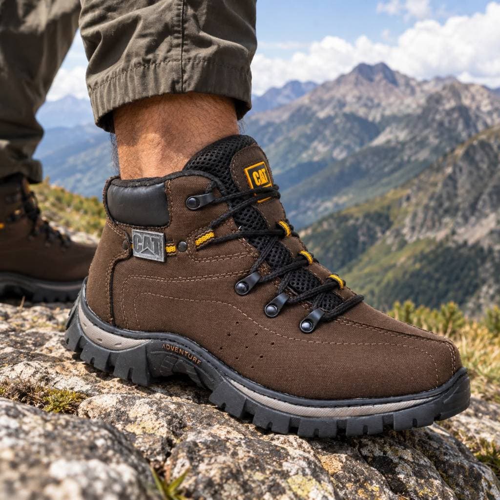 Bota Masculina Coturno Caterpillar Bota Adventure Sola Borracha Lona Reforçada