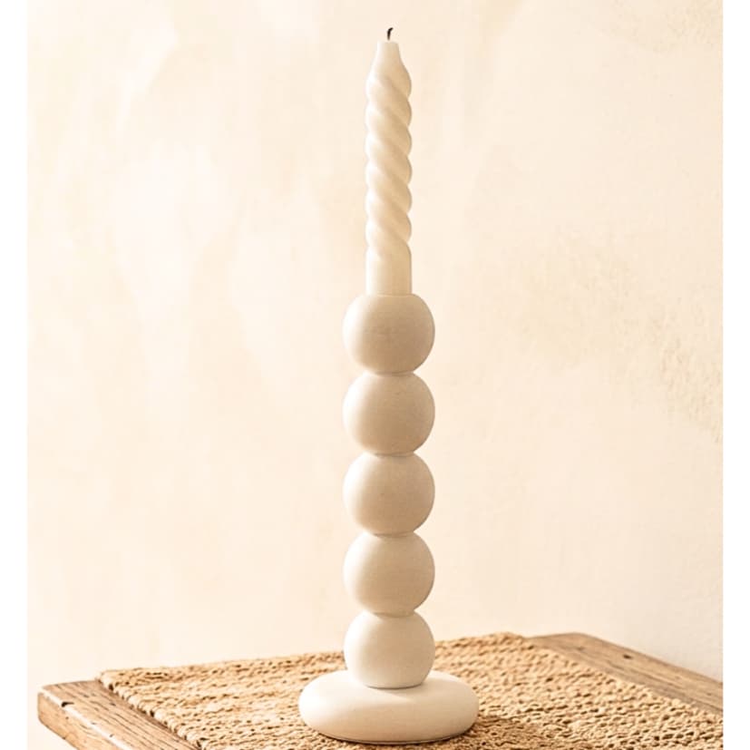 Castiçal Bolas Branco Vela Palito Moderno Japandi Minimalista/Decoração/Mesa Posta Jantar Luxo