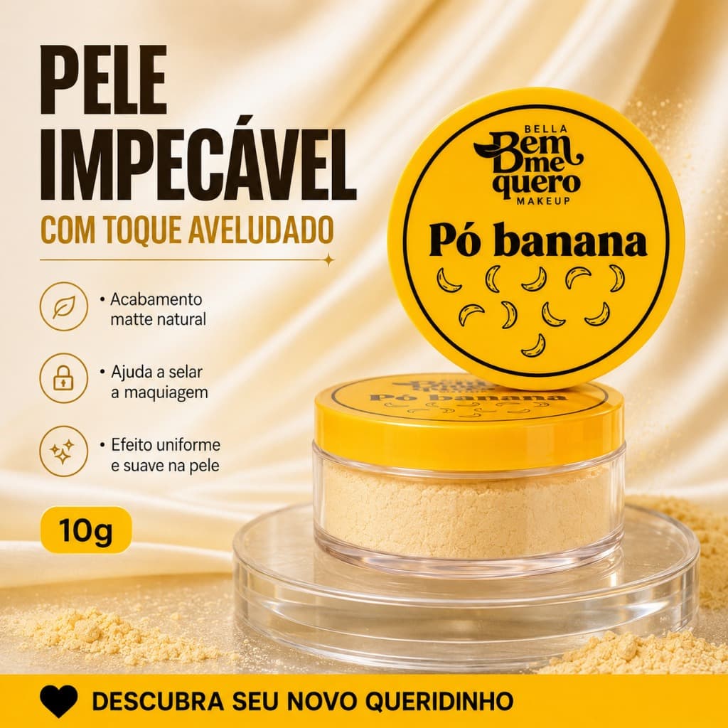 Pó Banana Flor Belle Seu Rosto Lindo e Sua Maquiagem Com Toque Profissional Todo dia