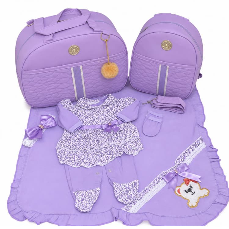 Kit Bolsa Maternidade  7 peças Menina com Saída Maternidade Completa