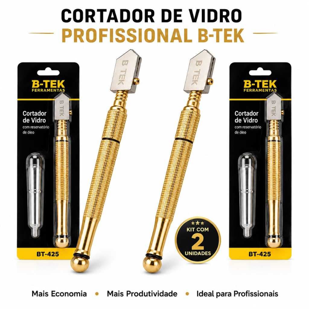 Kit 2 Cortador de Vidro Profissional Diamantado 6-12mm Para Vidro Espelho Azulejo Com Reservatório de Óleo