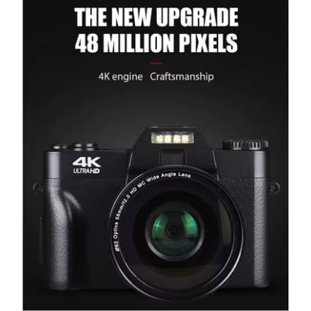 Câmera Digital 4K Ultra HD 48MP – Zoom 16X, Foco Automático e Tela 180°