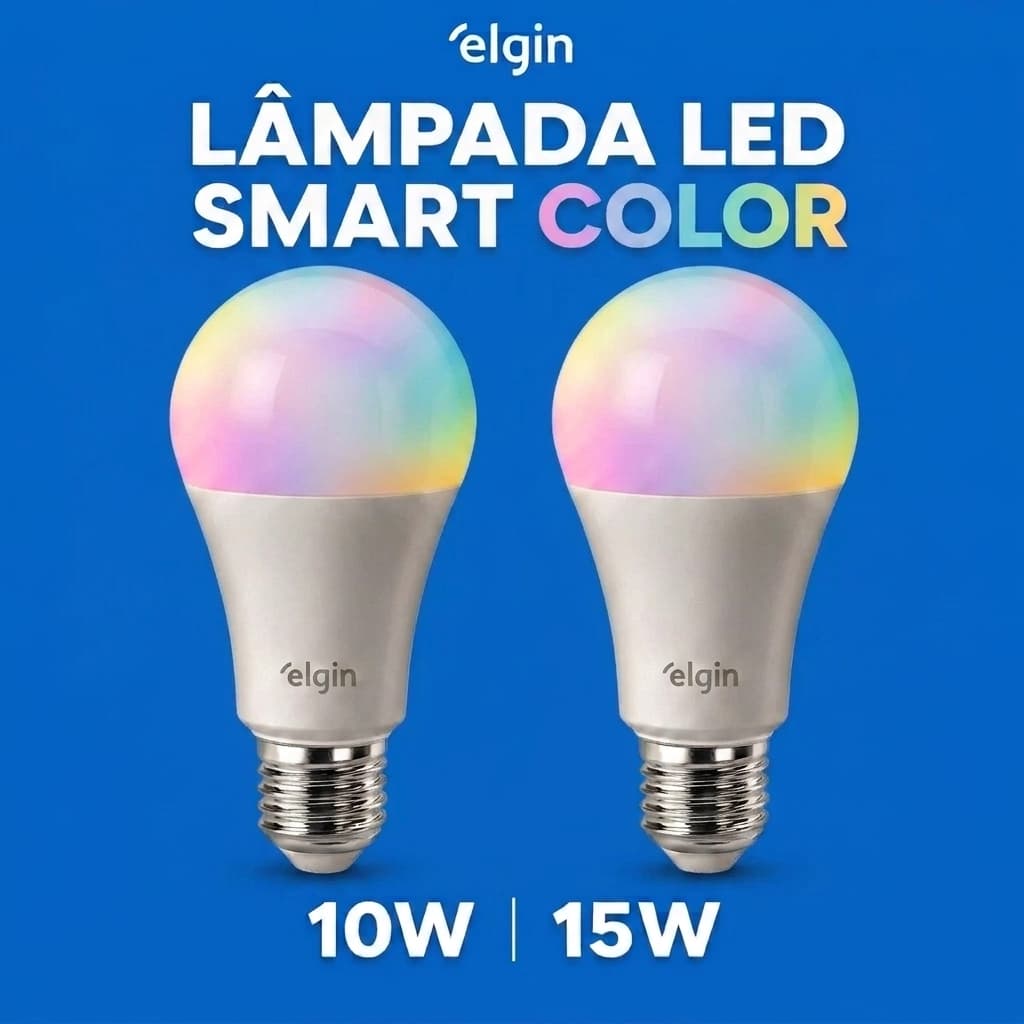 Kit 2 Lâmpadas Led 10W 15W RGB Inteligente Wifi Smart Color - Elgin