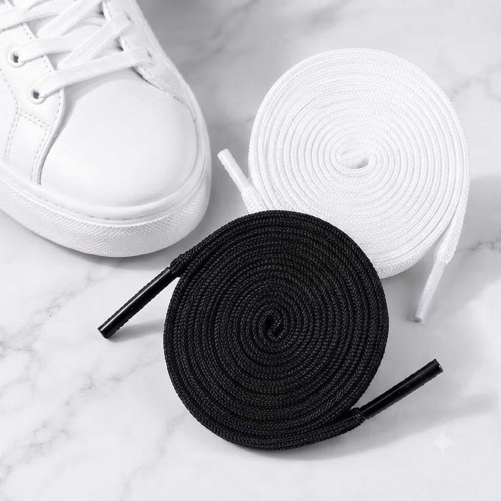 Kit Cadarço Arredondado Meia Cana 120cm para Tênis Casual e Esportivo Branco Ou Preto