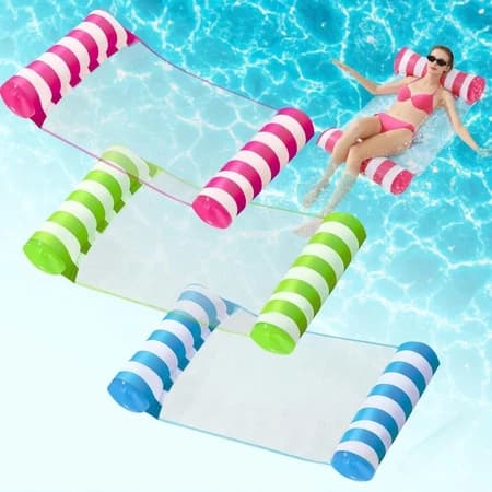 Bóia de Piscina Inflável com Rede Flutuante - Colchão de Água Reclinável e Confortável