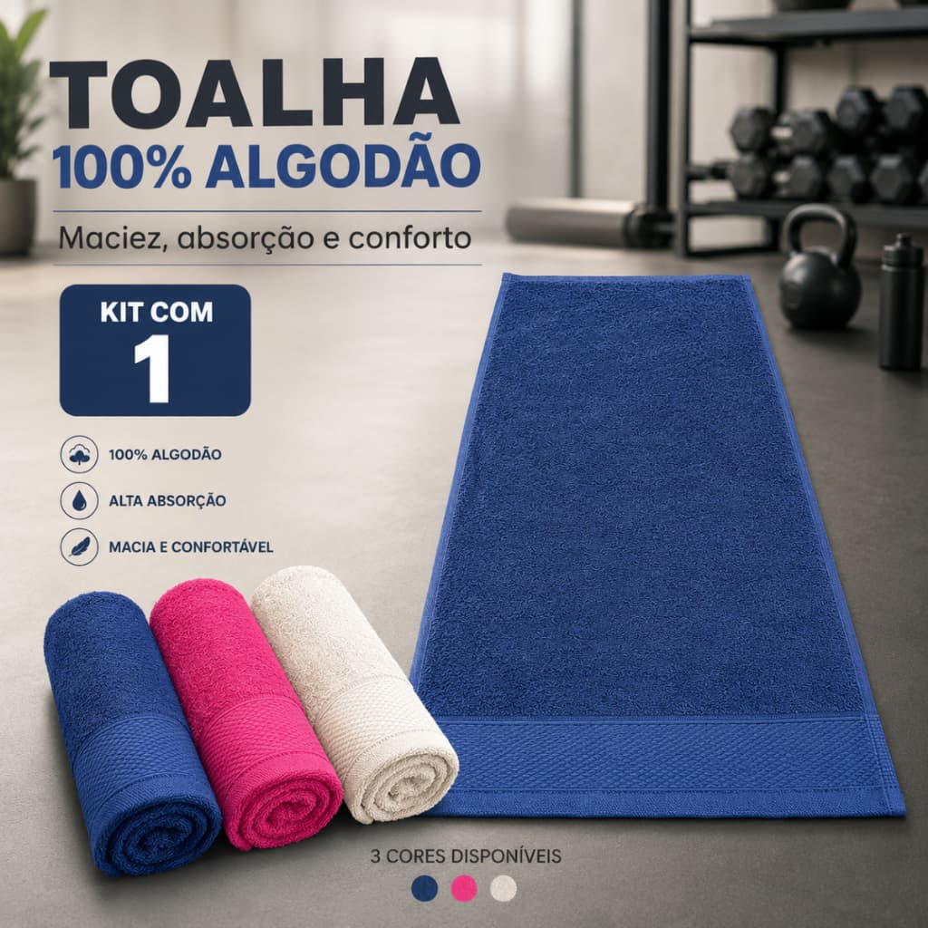 Toalha de Rosto Para Academia / Crossfit Unissex 100% Algodão Ecológica 30x80cm
