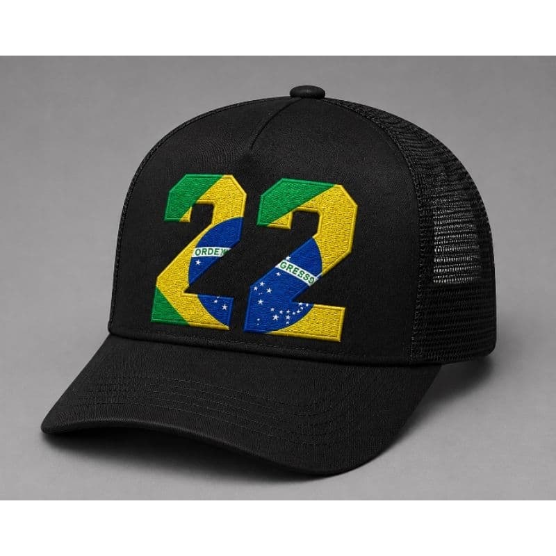 Boné Telinha Trucker 22 Estampa Brasil DTF Masculino Feminino Aba Curva