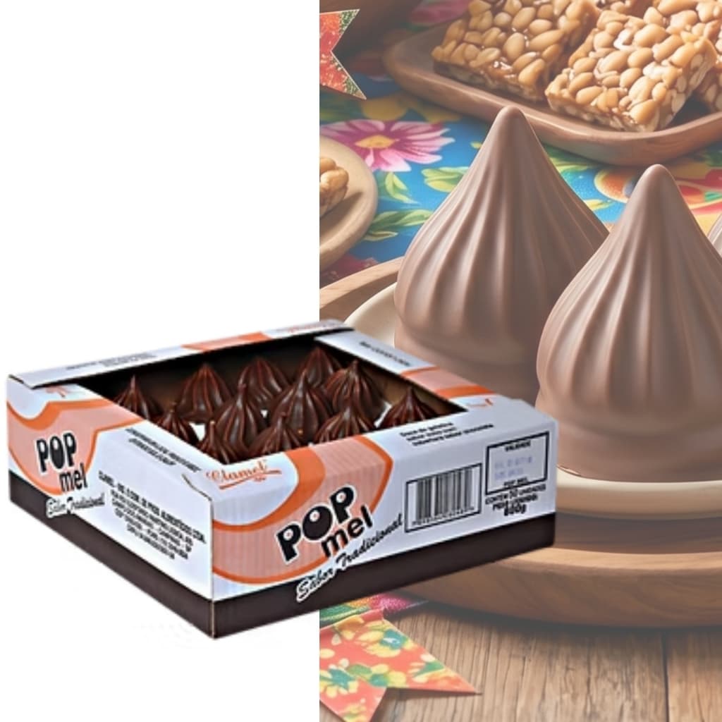 Doce Pop Mel Teta de Nega Chocomellow Tradicional 50 Unid Cx/ 800g Clamel