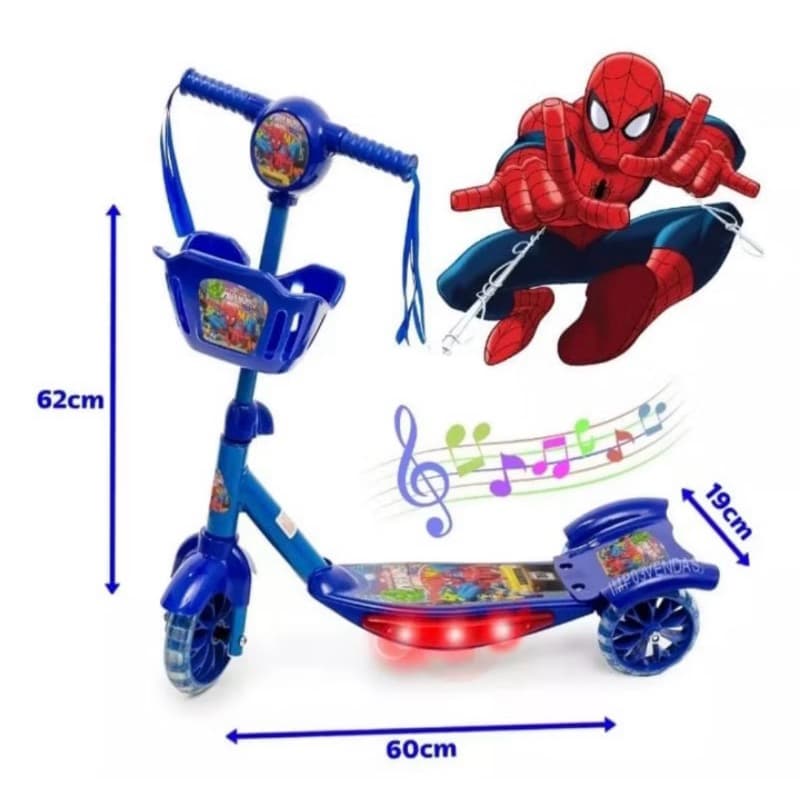 Patinete Infantil 3 rodas homem aranha