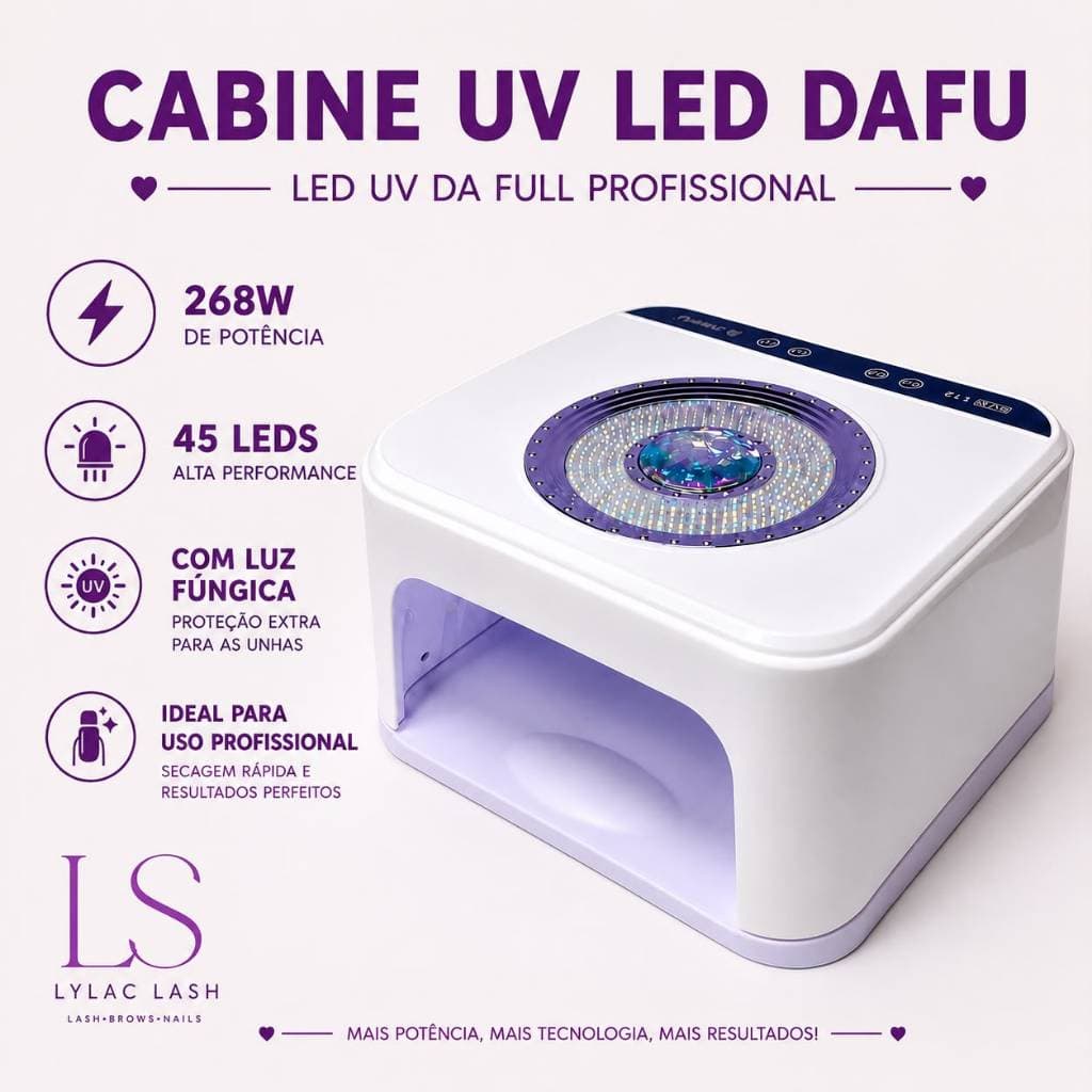 Cabine UV LED DAFU Profissional 268W 45 LEDs Secagem de Unhas em Gel Com Luz Fúcsia