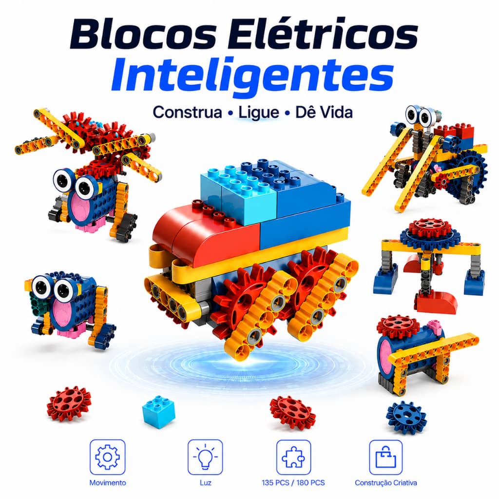 Blocos de Construção STEM 135 Peças | Brinquedo Educativo Criativo 3+ Anos