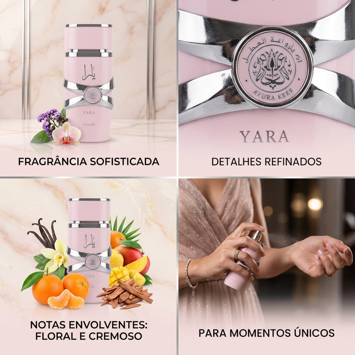Perfume Yara Feminino 100ml Fragrância Marcante e Elegante para o dia a dia Presente Sofisticado e