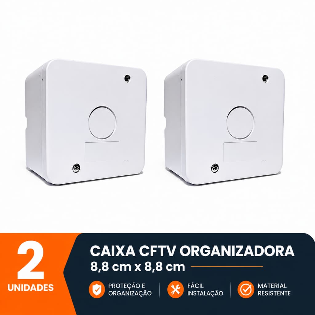 Kit 2 Caixas de passagem Organizadora CFTV de sobrepor para camera Com Parafuso