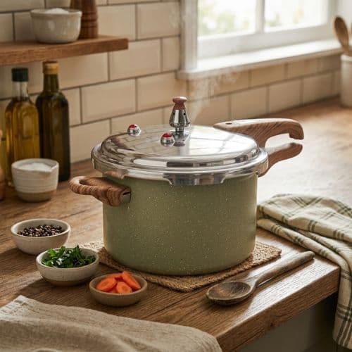Panela De Pressão Max Chef Wood 4,2L Verde Acinzentado, Com Tecnologia De Indução, Prática, Segura