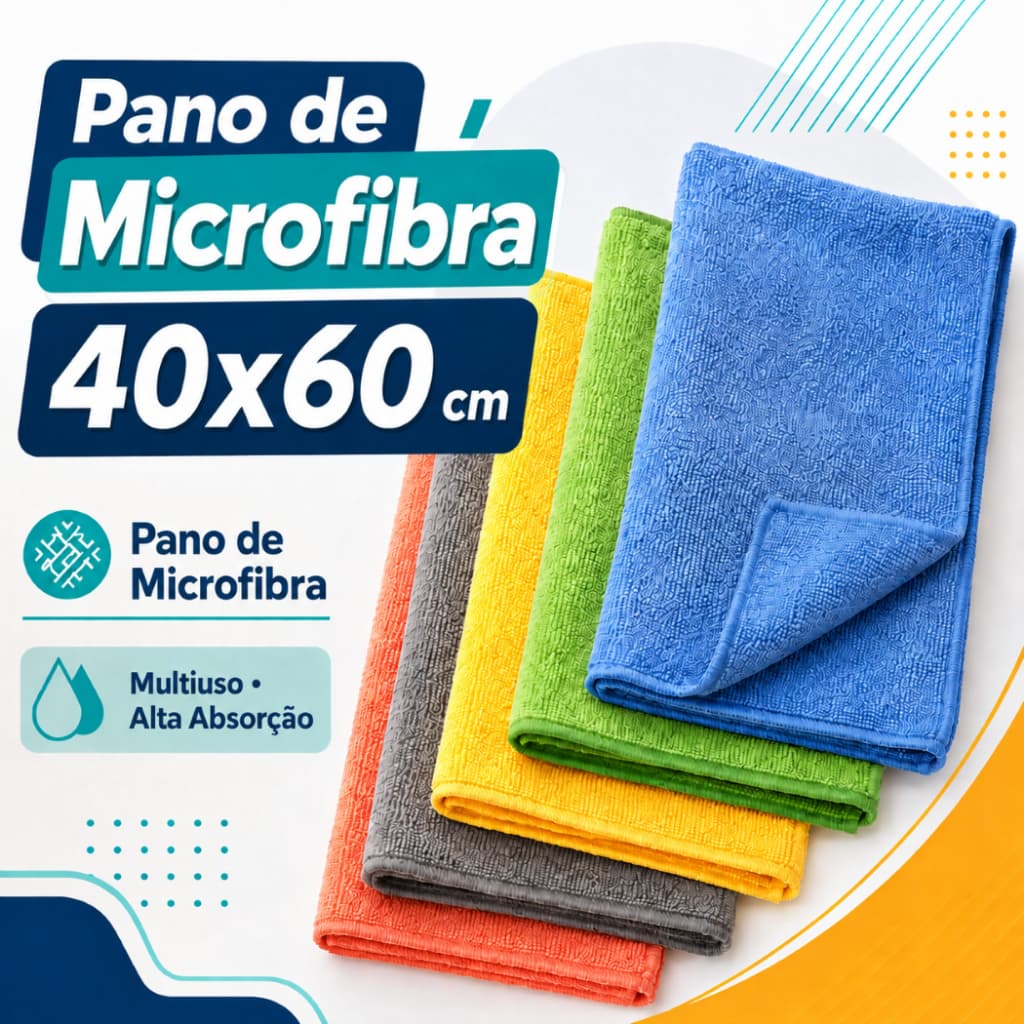 Kit 10 Panos de Microfibra Mágico 40x60 Multiuso Alta absorção