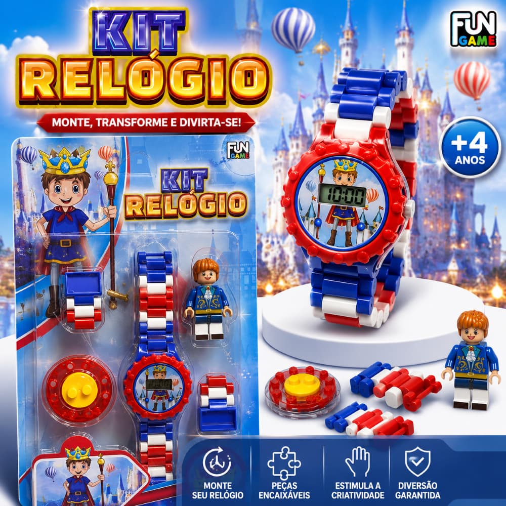 Kit Relógio Infantil de Montar Para Menino Fun Game – Monte, Brinque e Use!