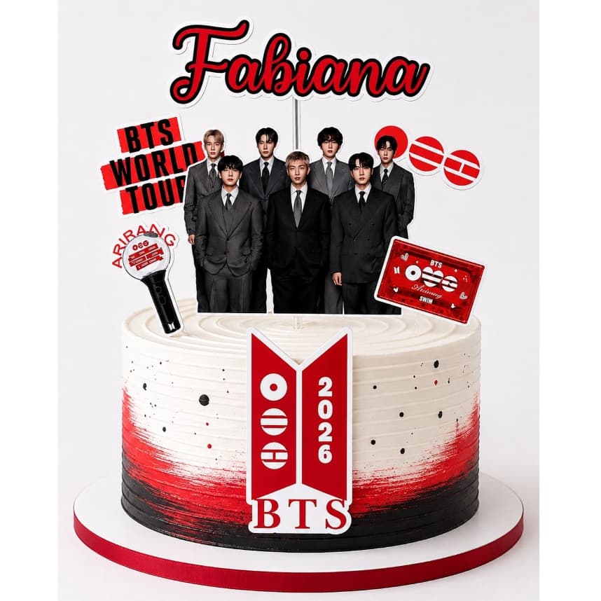 Topo de Bolo BTS Topper BTS World Tour Kpop - Agora com nova imagem do grupo