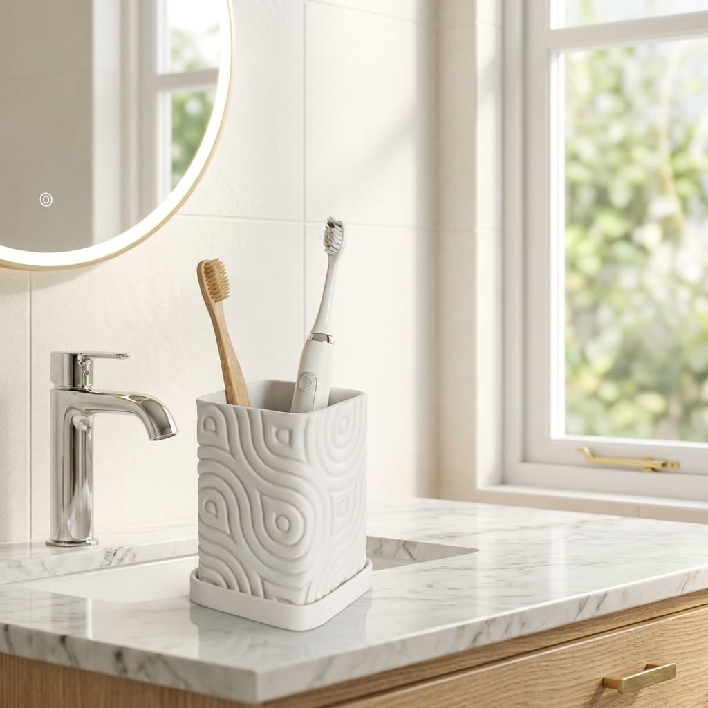 Porta Escovas de Dente Organizador para Banheiro Moderno Elegante e Compacto