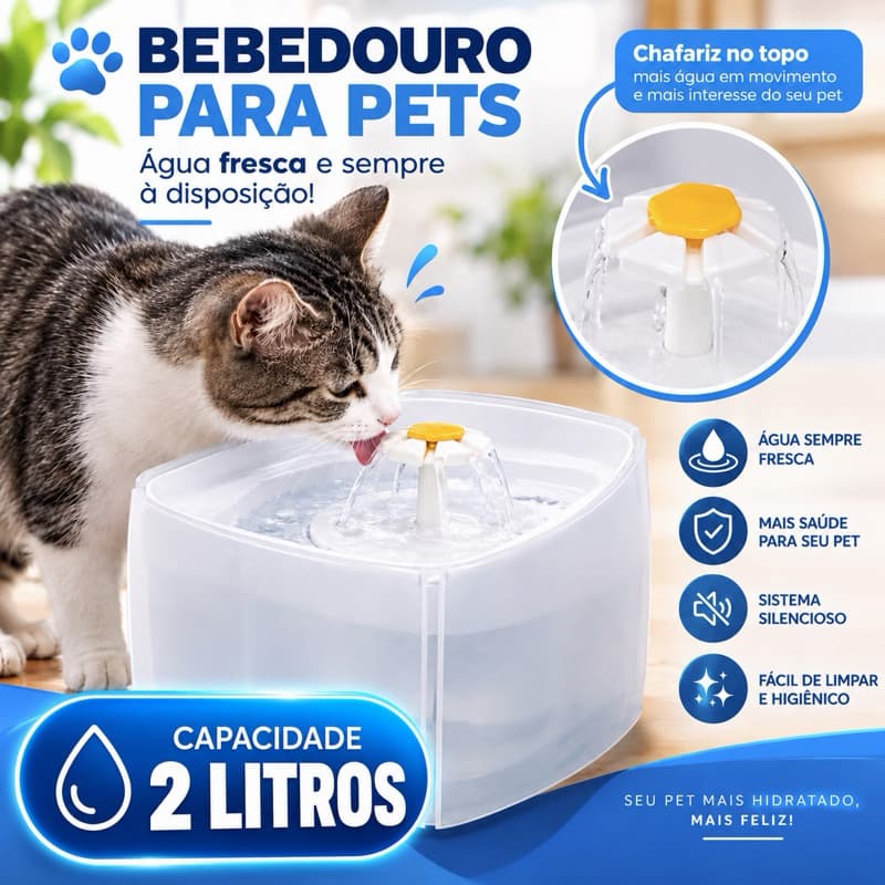 Fonte de Água Automática para Gatos ​​com Filtro de Circulação Baixo Consumo de Energia e Fácil de Limpar