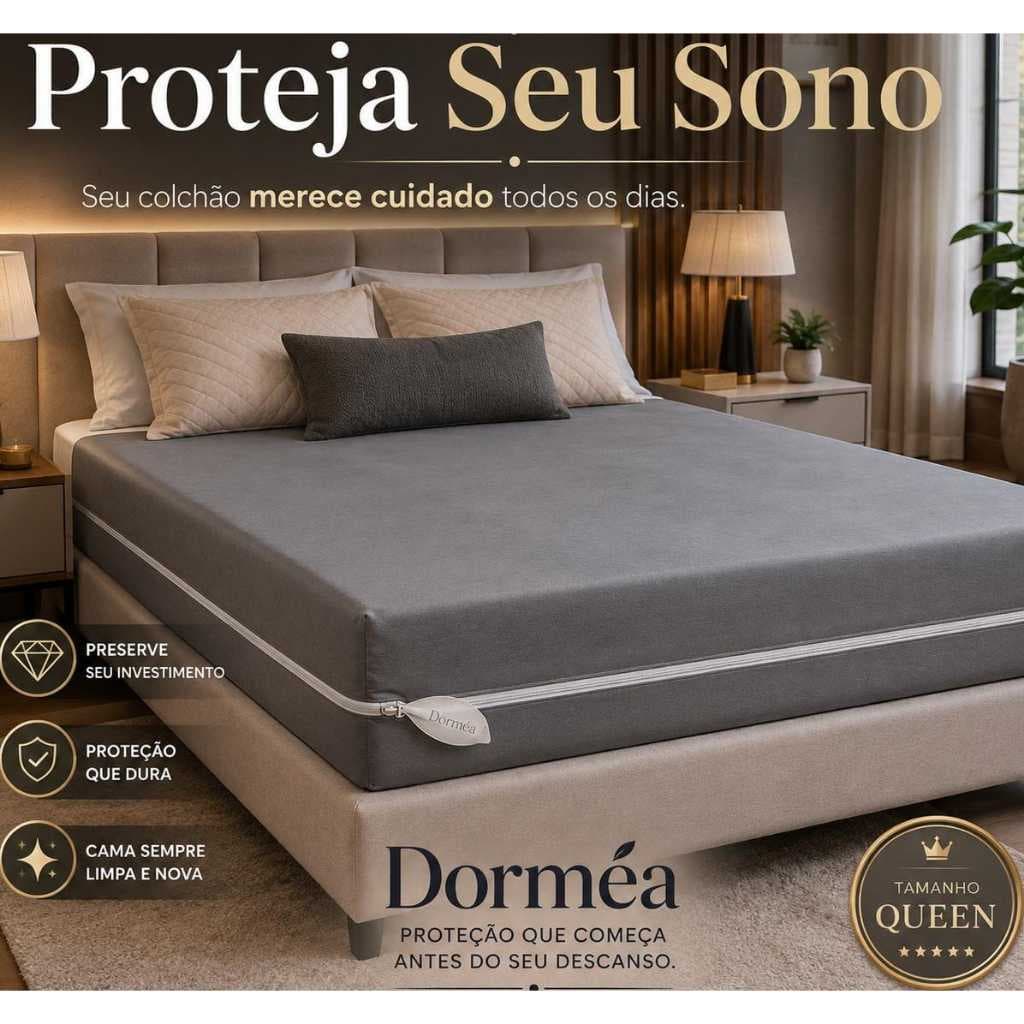 Capa Protetora de Colchão Queen Dorméa Impermeável com Zíper Cinza